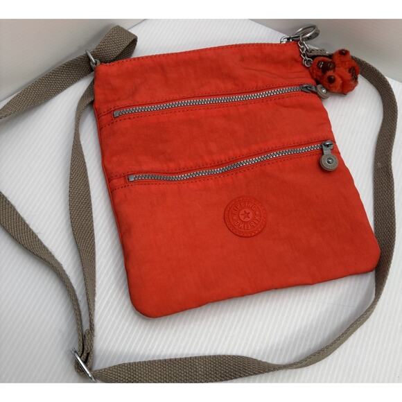 Kipling Orange Cross Body Travel Shoulder Bag Purse See Photos Pen Marks Inside - Picture 1 of 5